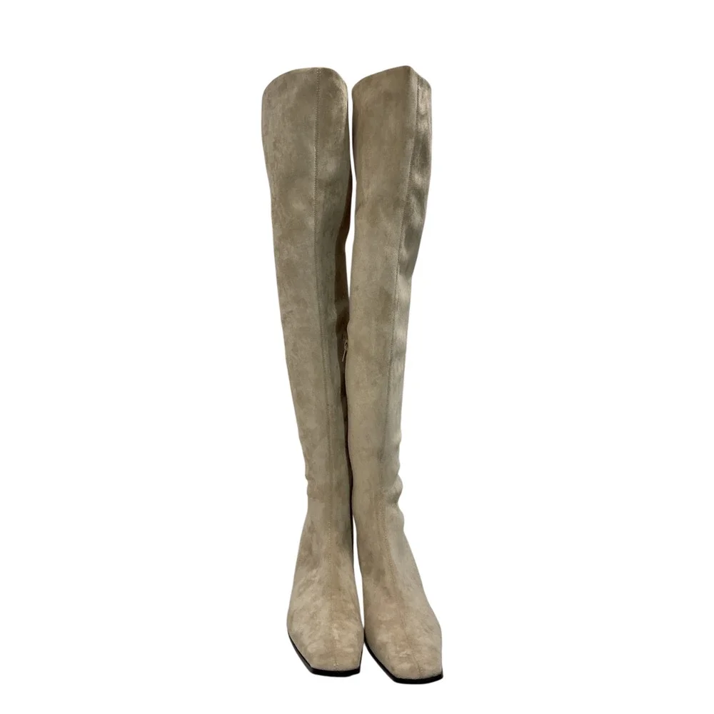 Jeffrey Campbell Sleek Beige Kitten Heel Boots Size 8